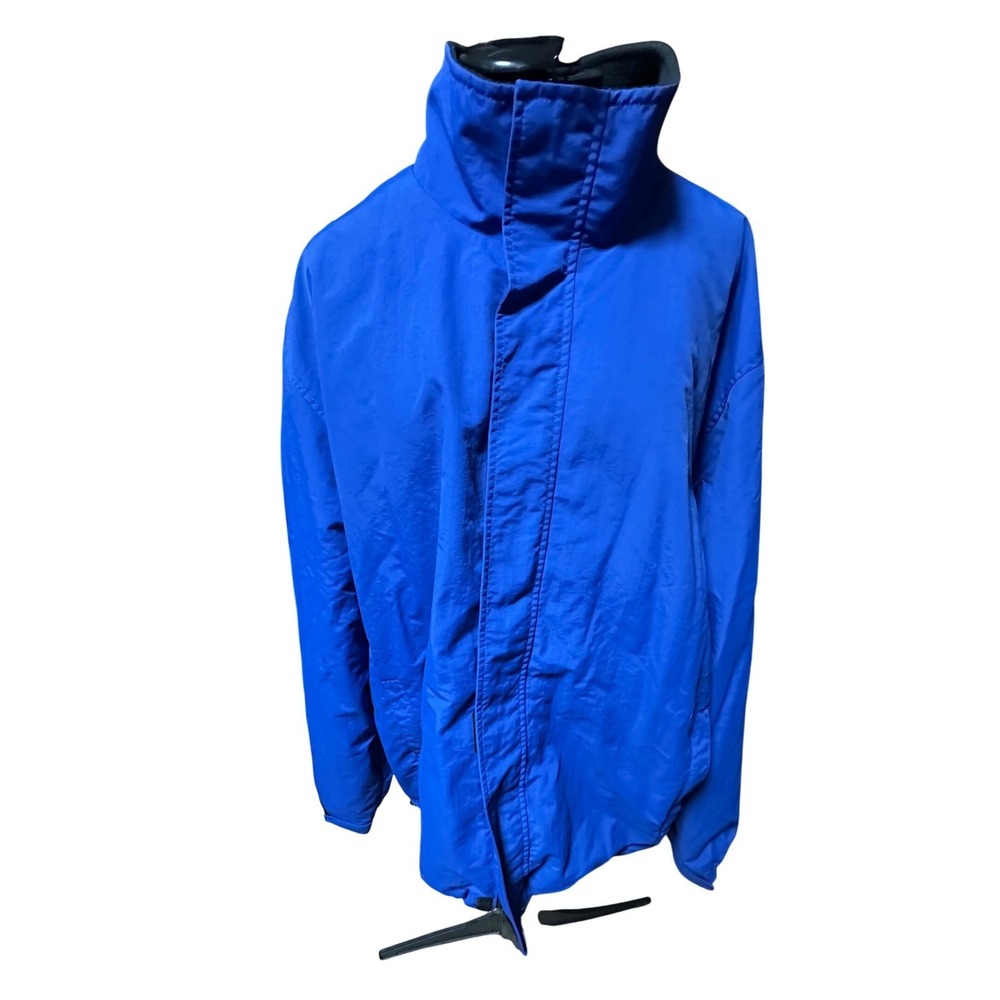Lands End Mens XL Blue Full Zip Jacket Fleece Lined Water Resistant Outerwear